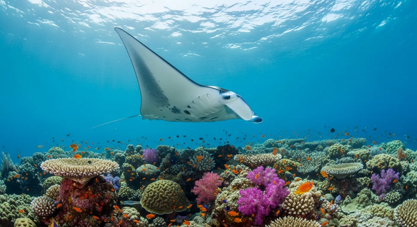 Manta ray at Sangalaki Island, Derawan